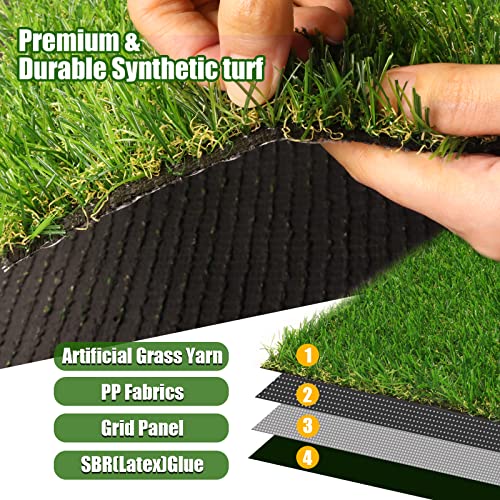 Heyroll Realistic Artificial Turf Grass, 3 FT X 4 FT Artificial Synthetic Fake Grass, 20MM Green Turf Rug Pet Dogs Lawn Mat with Drainage Holes for Indoor Outdoor Patio Garden Landscape/Custom Size - size: 3x4FT