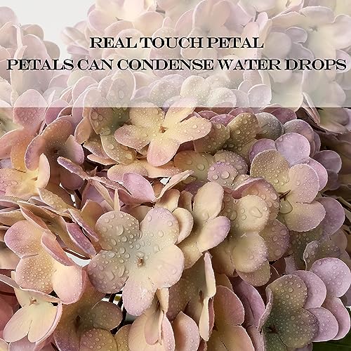 JINWOE 4Pcs Real Touch Vintage Artificial Hydrangeas, 21" Boho Fall Faux Hydrangea Flowers,Hydrangea Artificial Silk Flowers for Wedding Bouquet Centerpieces Tables Party Home Halloween Indoor - color: Pink &Puple