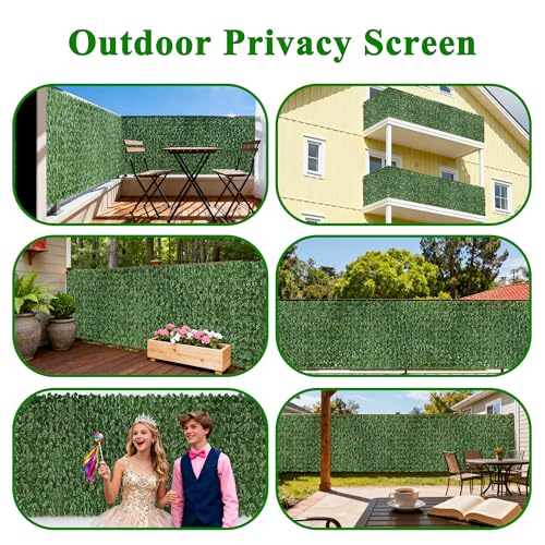 iCover 78x118in Artificial Ivy Privacy Screen for Fence, Green Maple Leaf Strengthened Joint Prevent Leaves Falling Off, Faux Hedge Panels Greenery Vines, Decorative Fences for Outdoor, Garden - color: Green Maple Leaf, size: 78*118in