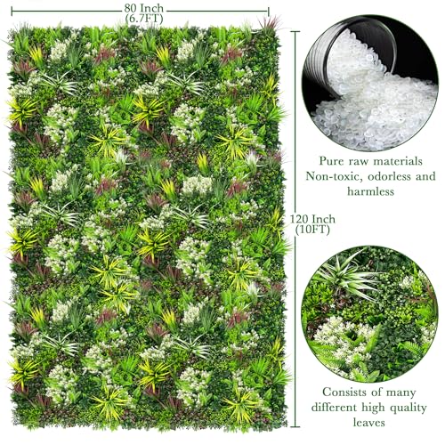 ODTORY Artificial Plant Wall Panels: 80"×120" UV-Anti Faux Grass Wall Backdrop Boxwood Ivy Fence Privacy Screen Fake Greenery Leaf Hedge for Outdoor,Indoor,Garden,Backyard and Home Decor - size: 80"x120" 1P