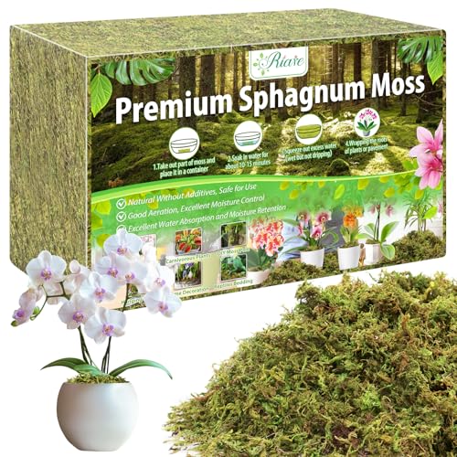 Riare 4.4LBS Premium Sphagnum Moss for Plants- 80QT Natural Dried Plant Moss for Potted Plants, Orchid Moss for Repotting, Soft Green Decorative Moss for Succulents, Reptiles & DIY Crafts - color: 80 QT(Appx.4.4lbs)