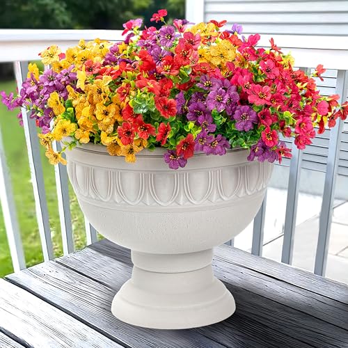 Artificial Flowers for Outdoor Indoor Garden Home Decoration, Faux Flower Daisy with Eucalyptus Leaves Fake Plants Greenery Boxwood Porch Patio, 12 Bundles - color: 4 Multicolor