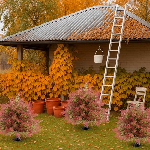 ENVEN Artificial Topiary Ball Trees with Ground Spikes UV Resistant Faux Greenery Shrubs Fake Shrubs for Outdoors, Realistic Faux Plants Bushes for Garden Porch Yard Patio Decor (Red Green Cedar) - color: Red Green Cedar