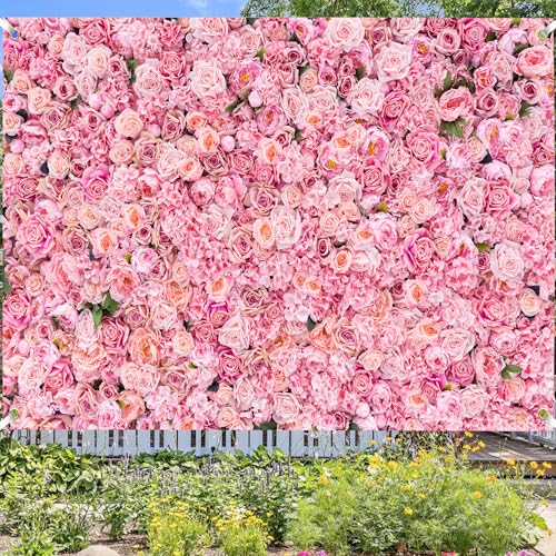 Floral Wall Backdrop 10x6 FT Vibrant Colorful Flower Backdrops for Wedding Large Background Banner for Party Photography Decor Romantic Elegant Design Photo Booth Supply - color: Pink, size: 10x6 ft