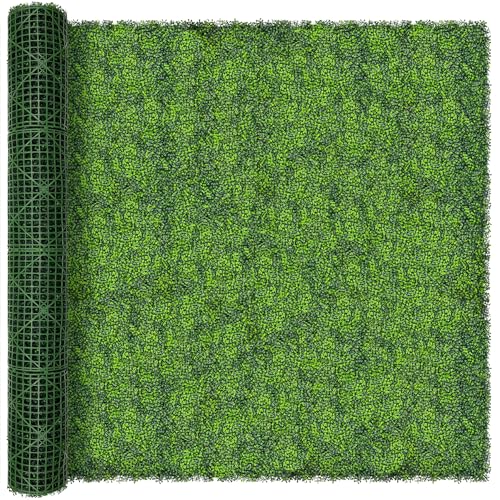 Artificial Ivy Privacy Fence Screen,96"x 120" (80 SQFT) UV-Anti Faux Boxwood Roll Grass Wall Panels for Patio Balcony Privacy, Garden, Backyard Greenery Wall Backdrop Decor - size: 96" x 120"