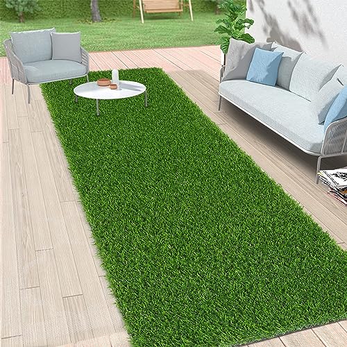 Bsmathom Artificial Grass Rug Indoor Outdoor Rug, Professional Dog Potty Training Rug, Fake Grass Rug Synthetic Grass Mat Door Mats with Drainage Holes for Balcony Patio Garden (2x10Ft) - size: 2x10 Feet