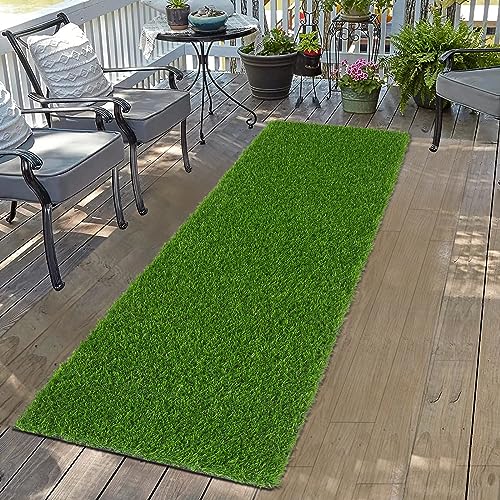 Bsmathom Artificial Grass Rug Indoor Outdoor Rug, Professional Dog Potty Training Rug, Fake Grass Rug Synthetic Grass Mat Door Mats with Drainage Holes for Balcony Patio Garden (2x10Ft) - size: 2x10 Feet
