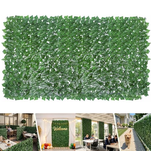 Bybeton 40" x 80" Artificial Ivy Privacy Fence Screen, UV Protected Faux Ivy Vine Leaf Roll, Greenery Wall Panels for Outdoor Patio, Balcony, Garden and Backyard Privacy Decor - color: Green - Ivy, size: 40 x 80 in