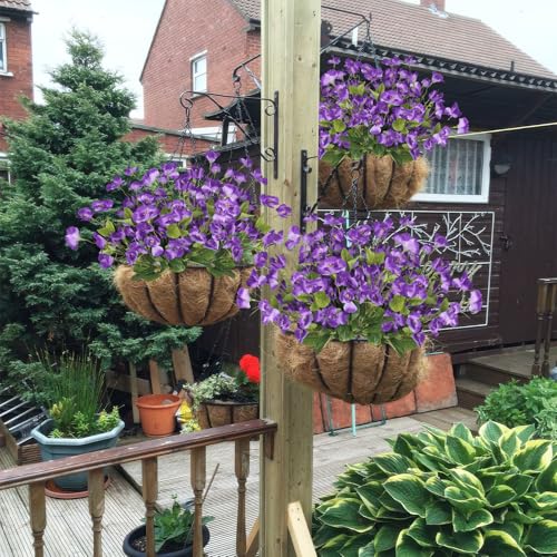 3 Pcs Artificial Flowers for Outdoors Hibiscus Spring Summer Decor Purple Artificial Tropical Flowers Realistic UV Resistant Silk Hibiscus Flowers for Outside Planter Front Door Porch Patio - color: Purple