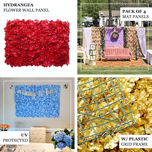 Efavormart 4 PCS Purple Silk Hydrangea Flower Mat Wall Wedding Event Decor for DIY Centerpiece Arrangement Party Decorations - color: Purple