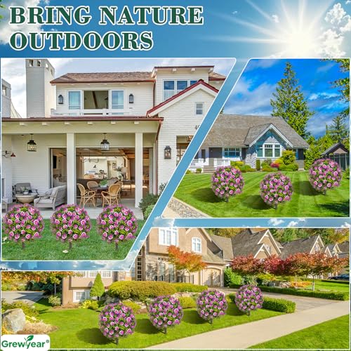 Faux Boxwood Plants Outdoor Artificial Topiary Ball Bush | Fake Plant / Greenery / UV Resistant / No Fade / Sturdy Build / No Maintenance / Front Porch Decor - color: Sunflower