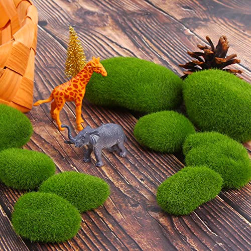 CCINEE 34pcs Artificial Moss Rocks, 5 Size Green Floral Moss Balls Moss Covered Stones Fake Moss Decor for Floral Arrangements Fairy Gardens and Crafting - color: 34pcs