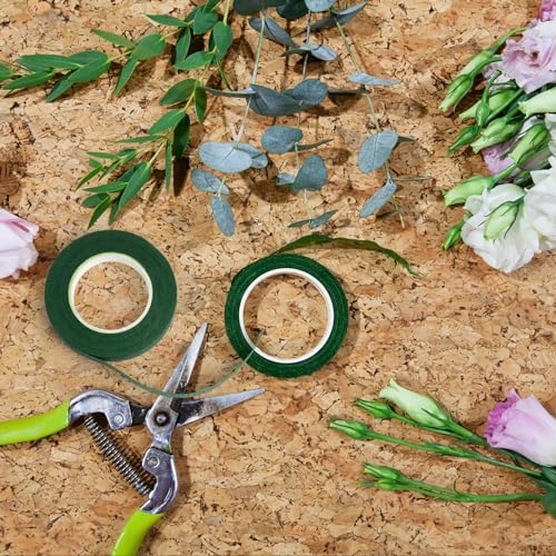 DECORA Floral Paper Tape 1/2 x 30 Yards Premium Quality Flower Stem Wrap Tape for Bouquet Stem Wrapping and Floral Crafts (Dark Green - 2 Packs)