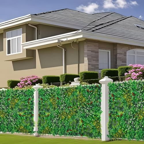 Grooy Grass Wall, Artificial Tropical Boxwood Panels 60"x120"(50 SQFT), Privacy Hedge Fence Screen with UV Protection, Greenery Backdrop for Indoor Home Wedding Decor and Outdoor Patio Backyard - color: Tropical, size: 60''x120''