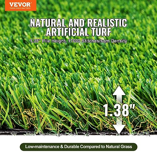 VEVOR Artifical Grass Turf, 4 x 6 ft Thick Grass Rug Indoor Outdoor, 1.38" Realistic Synthetic Grass Mat with Drainage Holes, Perfect for Patio Garden Lawn Home Backyard Dog Mats - size: 4 x 6 FT