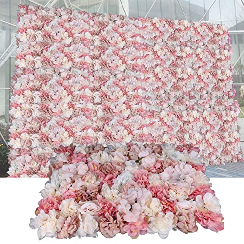 3D Flower Wall Panel Floral Backdrop,6PCS Artificial Flower Wall Background Silk Rose Mat, Artificial Flower Backdrop Faux Flower Panel for Wedding - color: 6pcs 15.75 X 23.62