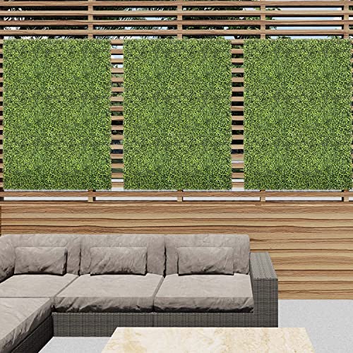 E&K 20" x 20" Artificial Plant Fence Panel Faux Leaves Grass Wall Privacy Screen Panel Decorative for Indoor Outdoor (Green Tea 02, 6 Pcs) - color: Green Tea - 02