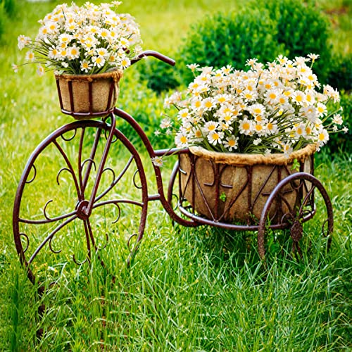 Outdoor Artificial Daisies Flowers,20 Bundles UV Resistant Fake Flowers Outdoor Faux Plastic Flowers Plants Shrubs for Indoor Outside Decoration(White) - color: White, size: 20 Bundles