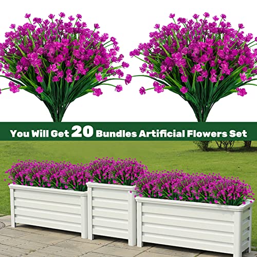 Lnoicy 20pcs Artificial Flowers,Fake Flowers Picks for Office Decorations Floral Arrangements DIY Wreath Holiday Tables Party Home Decor and Home Garden Decoration(Fuchsia) - color: Fuchsia, size: 20 PCS