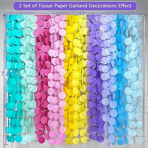 256Ft Pastel Party Decorations Big Circle Dot Backdrop Streamer Pastel Tissue Paper Polka Dots Hanging Curtain Garland for Birthday Wedding Bachelorette Engagement Baby Shower Macaron Party Supplies - color: Ombre Pastel