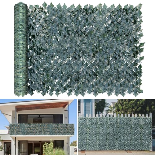 TANG 58"x117"-1piece Faux Ivy Privacy Fence Screen Roll, Artificial Leaf Fence Cover for Balcony Outdoor Decor, Fake Greenery Wall for Patio, UV Resistant, Dark Green - color: Dark Green, size: 58"x117"