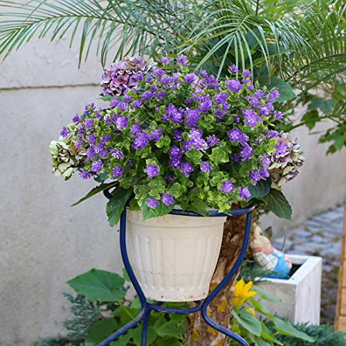 6 Bundles Artificial Flowers, Fake Artificial Greenery UV Resistant No Fade Faux Plastic Plants for Wedding Bridle Bouquet Indoor Outdoor Home Garden Kitchen Office Table Vase (Purple) - color: Purple