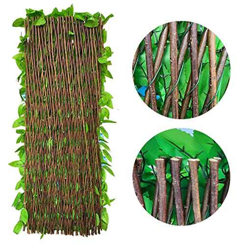 Sumery Expandable Fence Privacy Screen for Balcony Patio Outdoor,Decorative Faux Ivy Fencing Panel,Artificial Hedges (Single Sided Leaves) (1, Yellow Flowers) - color: Yellow Flowers
