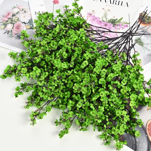 Waipfaru 15 Pcs Fake Flowers Babys Breath Silk, Real Touch Green Artificial Flowers Bulk with Bendable Stems, Green Faux Flowers Babys Breath for Spring Summer St. Patrick‘s Day Party Table Decor - color: Green, size: 15pcs