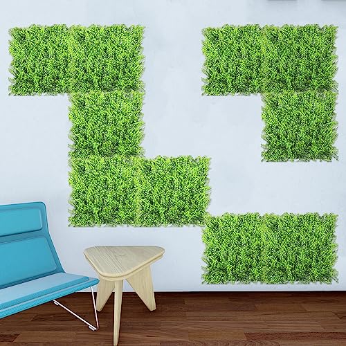 E&K 6Pcs 20" x 20" Artificial Grass Wall Panels, Faux Boxwood Greenery Backdrop Decor, UV Protected Privacy Hedge Screen for Indoor Outdoor (Fern with Back) - color: Fern with Back