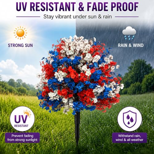 Artificial Petunias with Ground Stake - UV Resistant & Waterproof Faux Flowers for Outdoor Indoor Garden, Yard, Planter, Porch & Home Decor (Style F, 3 Pcs) - color: Style F , 3 Pcs
