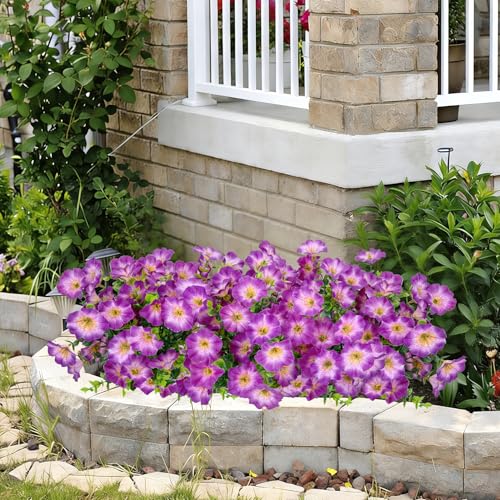 Roberly 12 Bundles Artificial Flowers for Outdoors, Fake Flowers Silk Morning Glory with Eucalyptus UV Resistant Faux Plants for Spring Summer Garden Outside Porch Patio Yard Home Decor, Fuchsia - color: Fuchsia