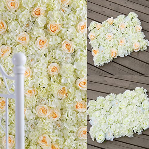 FagusHome Silk Hydrangea Heads 36 Pcs Artificial Flowers Heads and 3 Dozens Stems Fake Hydrangea Flowers with Stems for Home Wedding Decor (Creamy White) - color: Creamy White