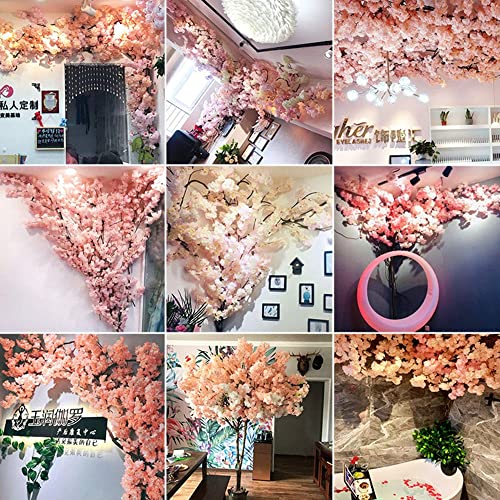 Artificial Cherry Blossom Tree Cherry Tree Decor with 30 Branches Cherry Blossom 4 Tree Vine, Champagne Japanese Cherry Blossom for Indoor Wedding