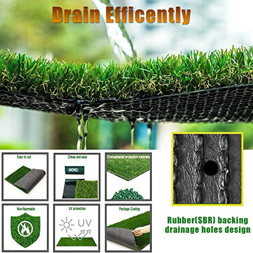 Heyroll Artificial Turf Grass 3' x 13', 1.38 Inch Realistic Artificial Grass Rug, Fake Grass Mat Thick with Rubber Backing, for Pets Dogs Garden Lawn Landscape Indoor Outdoor - size: 3' x 13'
