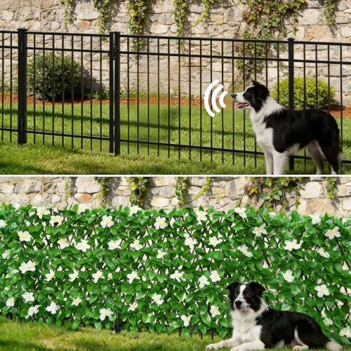 Expandable Privacy Screen with Artificial Flower for Balcony Patio Fence Greenery Privacy Fence Outdoor White Flowers 2pcs - color: White Flower, size: 2pcs