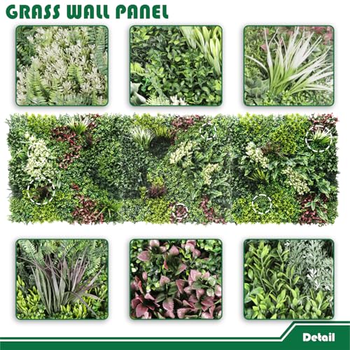 40"x40"-1Set Artificial Grass Wall Panels Greenery Backdrop Fake Grass Photography Background, Faux Boxwood Panels for Interior Wall Décor, Outdoor Patio Privacy Ivy Fence Screen - size: 40"x40"