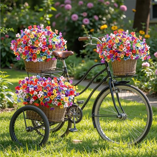 SHareconn Artificial Flowers Outdoors Decoration, Fake Silk mums Eucalyptus Realistic UV Resistant Faux Plants for Outside Indoor Planter Porch Yard Home Spring Decor 20 Bundles, Mix 8 Colors - color: Mix 8 Colors