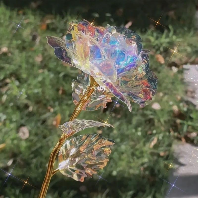 18 Pcs Galaxy Rose Colorful Rainbow Artificial Flowers Crystal Flower Best Gifts for Mother's Day Thanksgiving Valentine's Day Girl's Birthday Party