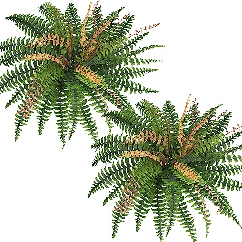 Dremisland Artificial Ferns for Outdoors,Set of 2 Bouquets 36" Diam Large Fake Hanging Ferns Artificial Boston Fern Fake Fern Plant Artificial Bush for Home Garden Porch Farmhouse Decor(36" Diam-2PCS) - color: 36" Diam-2pcs