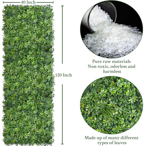 ODTORY Artificial Greenery Wall Panels: 40"x 120" (33.5 sqft) Faux Grass Wall Backdrop Boxwood Ivy Privacy Screen with UV Protection,Fake Hedge Fence for Outdoor,Indoor,Garden,Backyard and Home Decor - size: 40x120 in