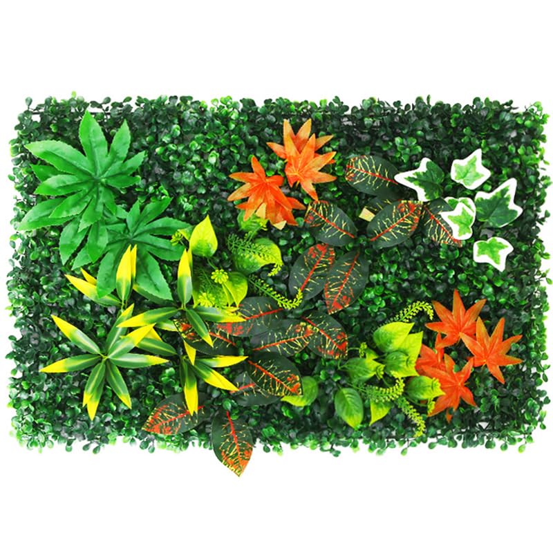KAMEIOU 16 x 24 Inch Artificial Green Plant Wall Panel with Grass Flower Boxwood Hedge Wall Outdoor Artificial Privacy Fence Screen Fake Flower Grass Fence Panels Wall Decor for Outdoor Indoor（2 Pcs）