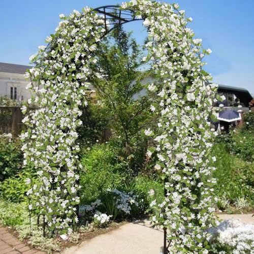 CITYES Artificial Bougainvillea Flowers Garland White Silk Bougainvillea Vines UV Resistant Realistic Faux Hanging Flowers Plants for Outdoor Outside Summer Decoration Porch Patio Balcony Yard Wall - color: White