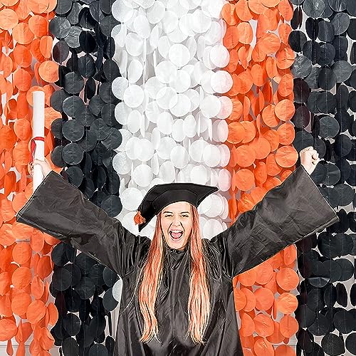 192 Ft Orange Black White Party Decorations Polka Dots Garland Streamer Backdrop for Halloween Fall Autumn Graduation Birthday Baby Shower Wedding Engagement Bachelorette Bridal Shower Party Supplies - color: Black Orange White