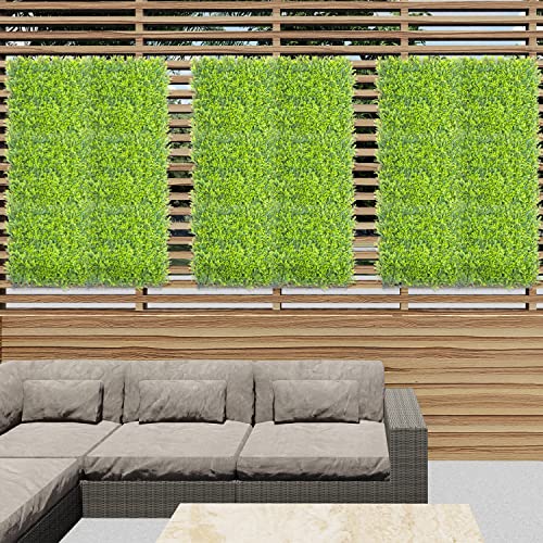 E&K 20" x 20" Artificial Plant Fence Panel Faux Leaves Grass Wall Privacy Screen Panel Decorative for Indoor Outdoor (Mimose, 6 Pcs) - color: Mimose Leaves