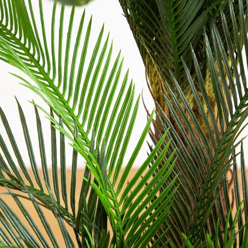 Nearly Natural 40in UV Resistant Artificial Double Cycas Palm Tree in White Planter