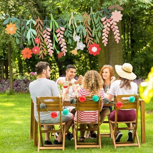 Yeaqee 2 Pcs Flower Banner Garland Cute Double-Sided Waterproof Spring Floral Birthday Party Decoration Paper Backdrop for Wedding Baby Shower(Wildflower,Colorful) - color: Colorful, style: Wildflower