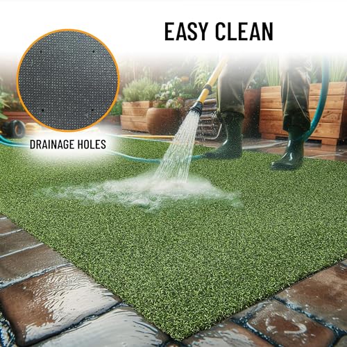 Ottomanson Artificial Turf Golf Hitting Mat 3' x 6' Indoor/Outdoor Waterproof Synthetic Fake Grass for Putting Practice Baseball Football Sports Gym Backyard, Custom Size 2' up to 30' (Pack of 2) - size: 3' x 6' (Pack of 2)