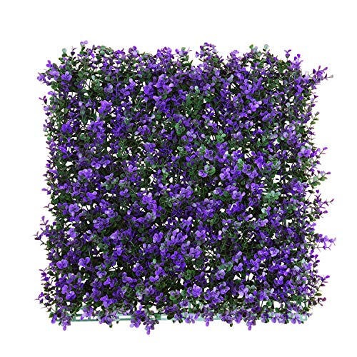 E&K 6Pcs 20" x 20" Artificial Grass Wall Panels, Faux Boxwood Greenery Backdrop Decor, UV Protected Privacy Hedge Screen for Indoor Outdoor (Lavender - Purple) - color: Lavender - Purple