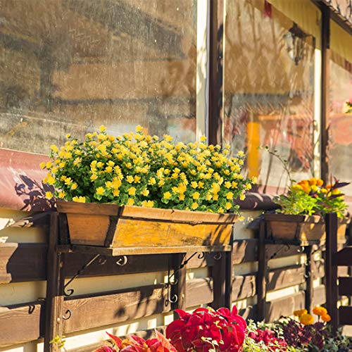 10PCS Artificial Flowers, Fake Artificial Greenery UV Resistant No Fade Faux Plastic Plants for Wedding Bridle Bouquet Indoor Outdoor Home Garden Kitchen Office Table Vase(Yellow) - color: Yellow