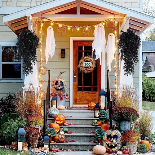 RECUTMS Black Artificial Hanging Eucalyptus Plants,6PCS 29.9 Inches,Gothic | UV Resistant Plastic,Fake Trailing Greenery Halloween Decor,Indoor Outdoor Home Room Garden Wedding Farmhouse Porch Party - color: 1-black 6